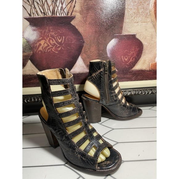 BedStu Caged Gladiator Heel Distressed Occam Leather Womens Sandals 7 - Picture 6 of 10